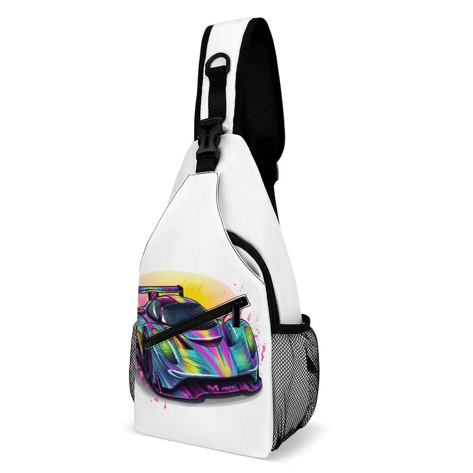 

Dazzling Sports Car Shoulder Bags Psychadelic Grafitti Fishing Chest Bag Travel Designer Sling Bag Retro University Small Bags