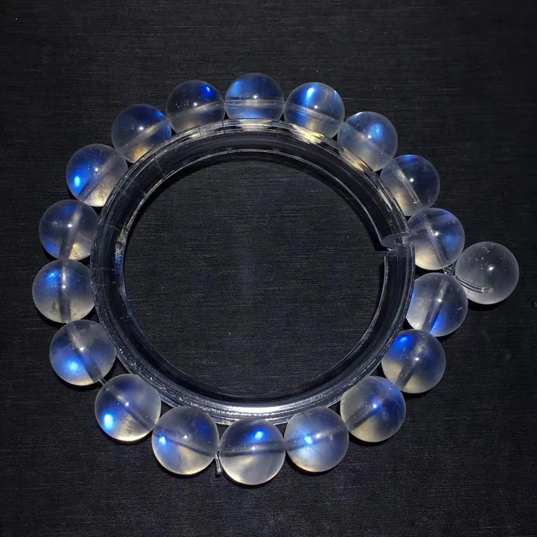 

10mm Natural Blue Light Moonstone Bracelet Jewelry For Women Man Wealth Gift Beads Crystal Stone Reiki Gemstone Strands AAAAA