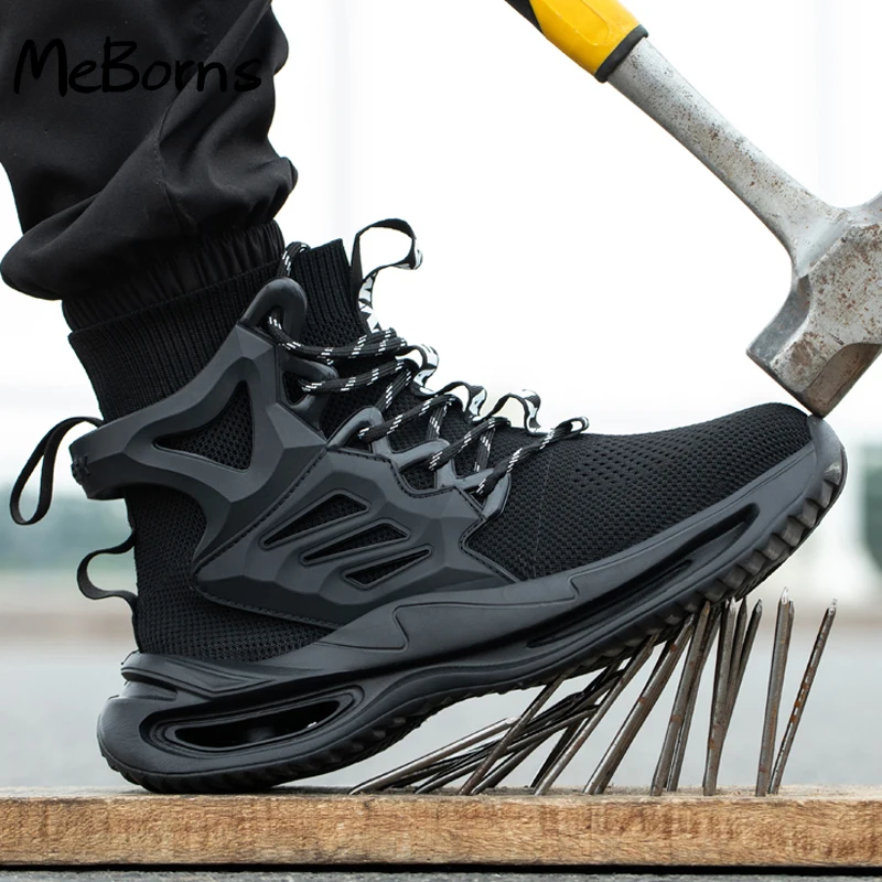 

Large Size 50 Men Work Safety Boots Steel Toe Shoes Safety Boots Anti-smash Anti-puncture Work Sneakers Indestructible Shoes New