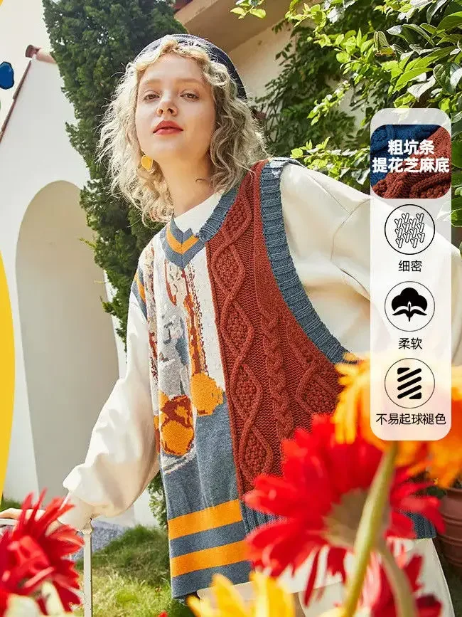 Gaganight женский художественный цветной контрастный жилет без рукавов с v-образным