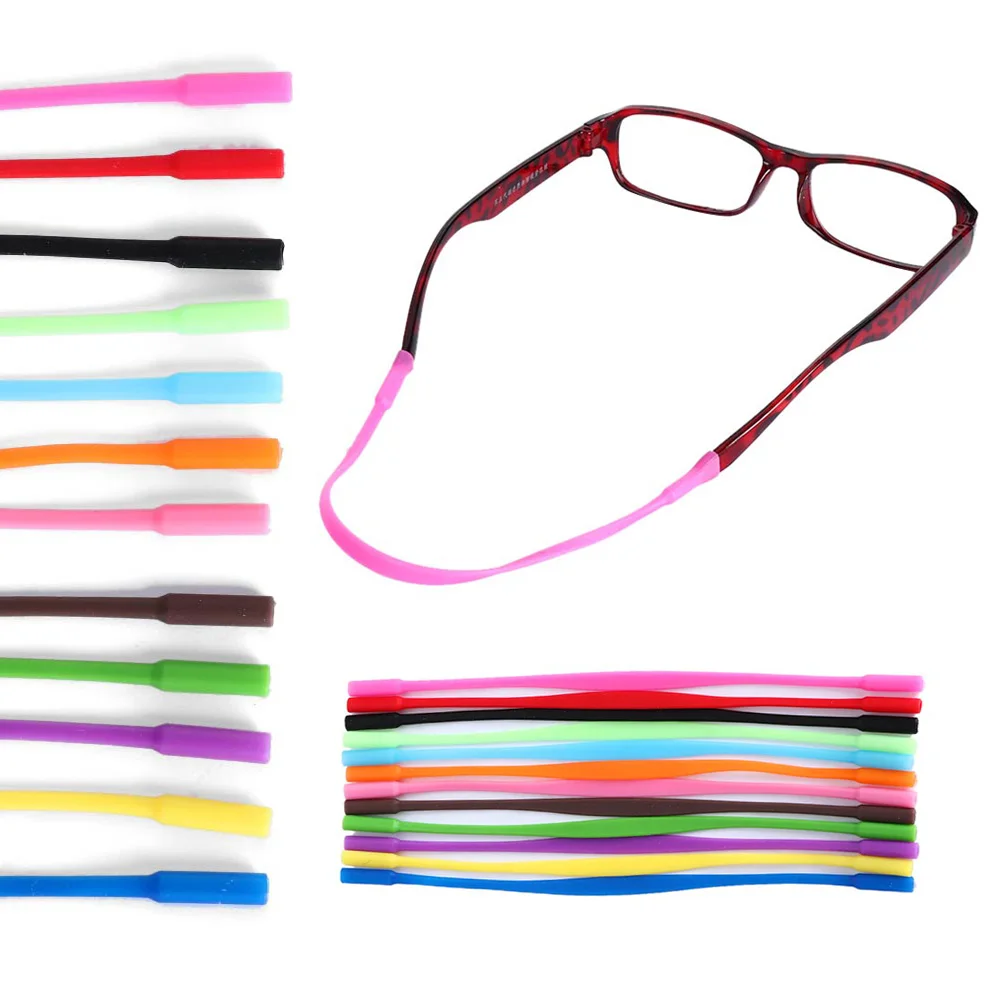 

2pcs 13 Colous Lanyards High Elastic Holder Band Sunglasses String Ropes Anti Slip Glasses Chain Silicone Eyeglasses Straps
