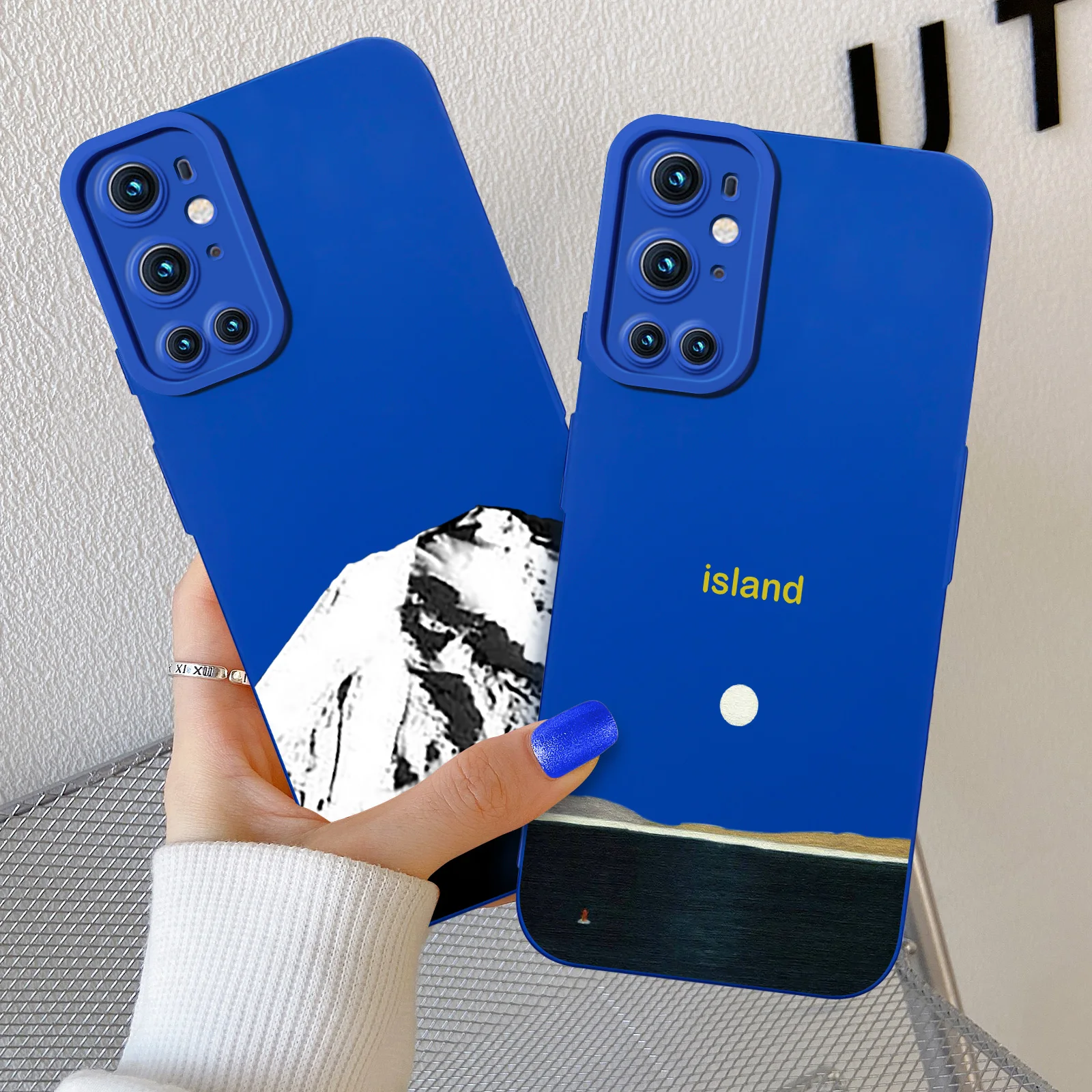

Hand Painted Soft Silicone Case for Oneplus 9 Pro Klein Blue Cover for Oneplus 9R 1+9 8T 8 1+8T 9RT 5G 1+9Pro Snow Mountain Case