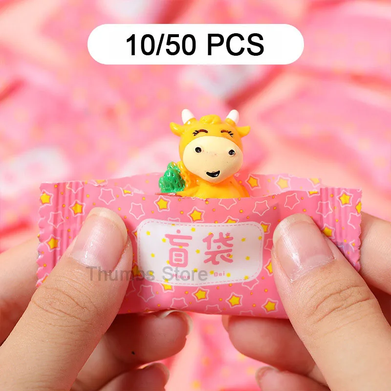 Cute Mini Simulation Animal Food Model Blind Box Toys Action Surprise Tide Play Figures Fake Candy Guess Blind Bag For Kids Gift