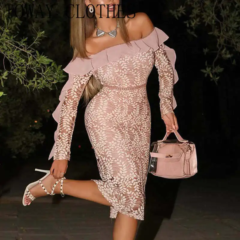 Женское вечернее платье с оборками, облегающее платье с открытыми плечами и длинным рукавом, 2022