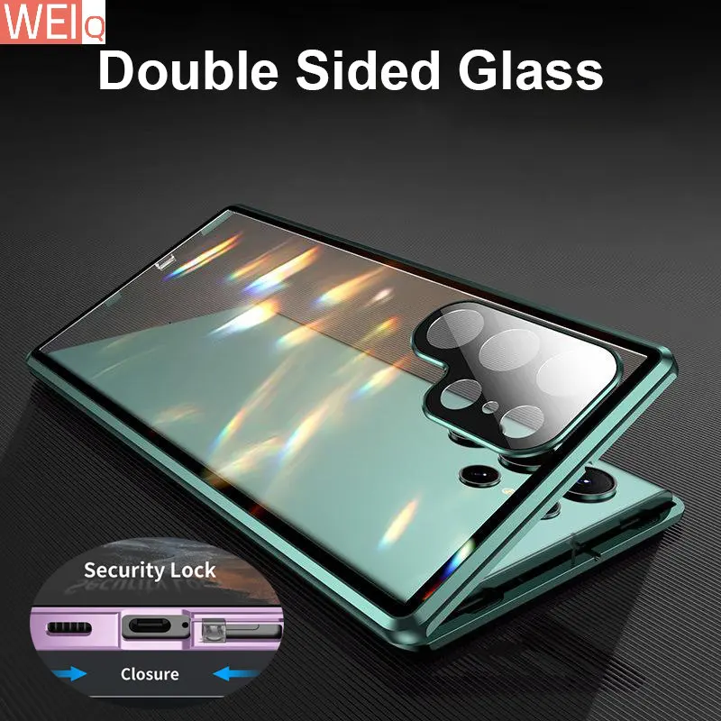 

Металлический двухсторонний стеклянный чехол с защелкой 360 полная Защита для Samsung Galaxy S22 S23 Ultra S23 Plus защитный чехол для объектива