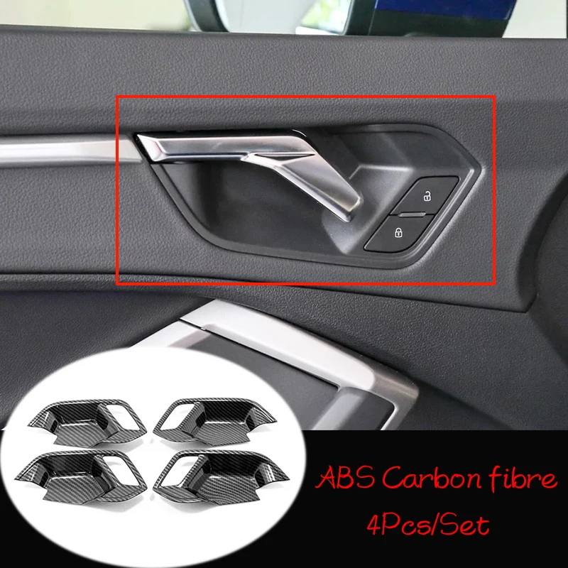 

ABS Matte/Carbon fibre For Audi Q3 2019 2020 Accessories LHD Car inner door Bowl protector frame Cover Trims Car Styling 4pcs