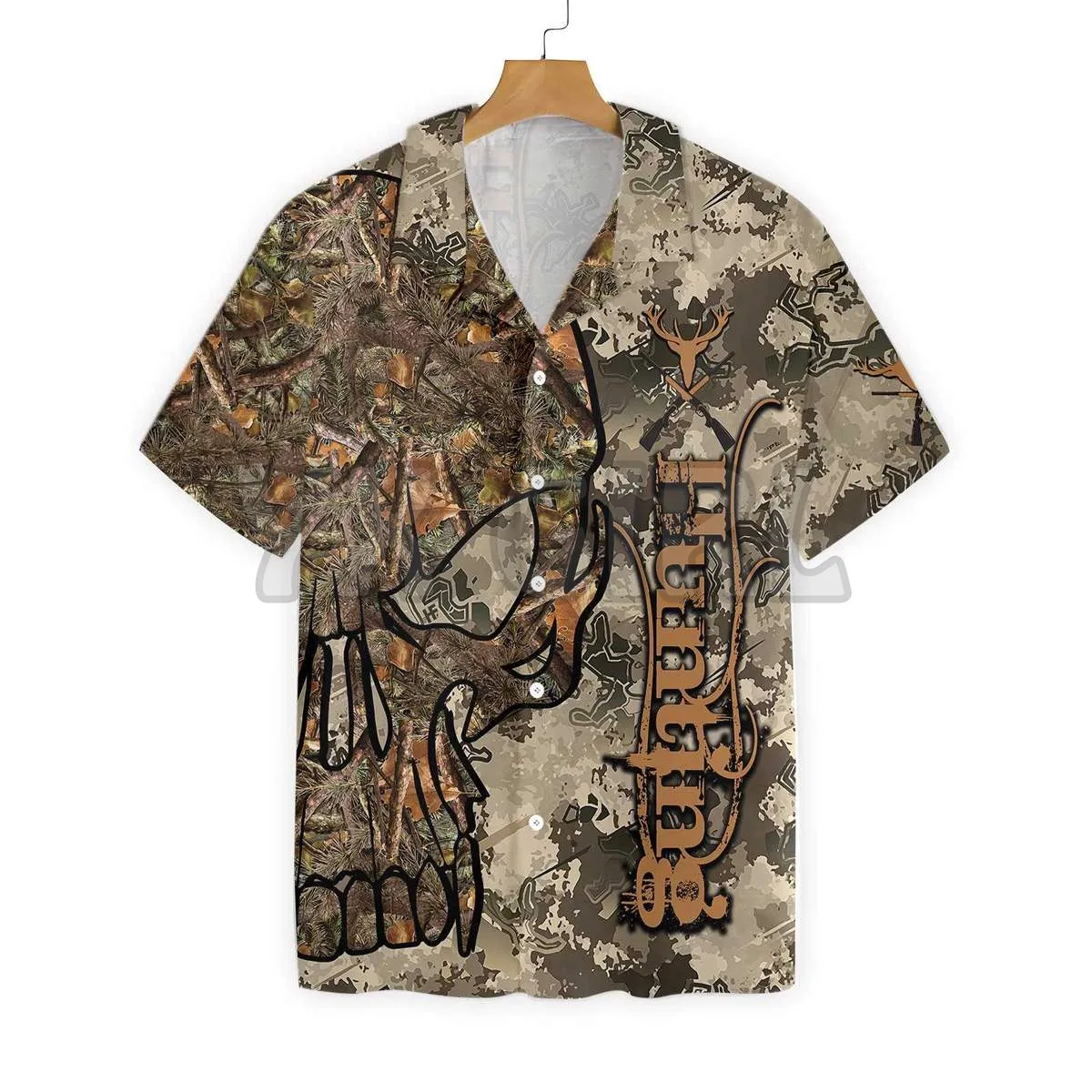 Hunting Camo And Skull 3D All Over Printed Hawaiian Shirt Men's For Women's Harajuku Casual Shirt Unisex