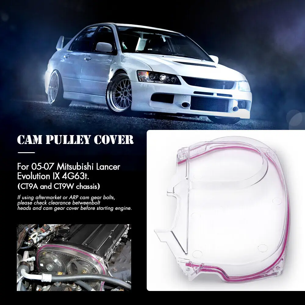 

Clear Cam Timing Belt Cover For Mitsubishi Lancer Evolution EVO 9 IX Mivec 4G63