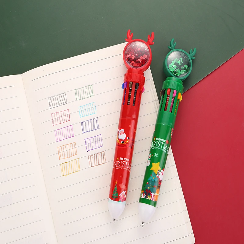 

10 Colors Creative Ballpoint Pen Oiled Stationery Pen Advertising Gift Pen School Office Stationery Christmas Themed