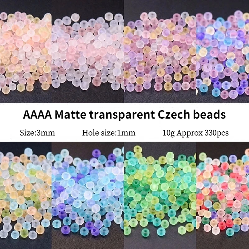 

3mm Transparent Frosting Matte Seedbeads Uniform Round Spacer Beads AAAA Czech Bead for DIY Jewelry Making Accessories