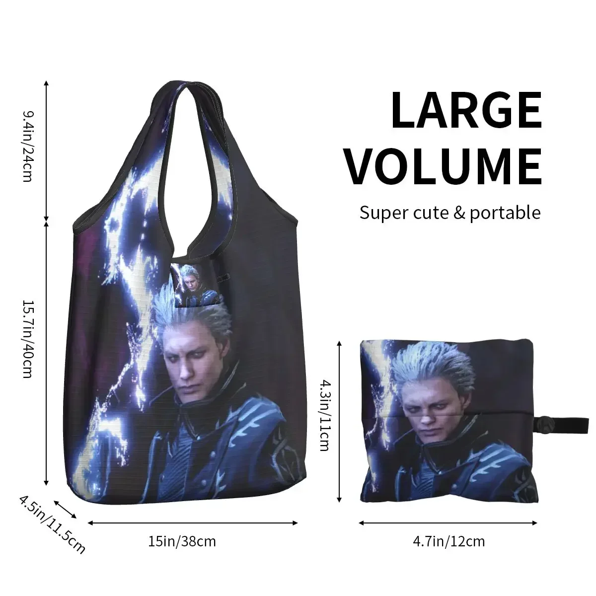 Vergil From The Devil May Cry Series Портативная сумка-тоут для покупок Складная сумка-шоппер