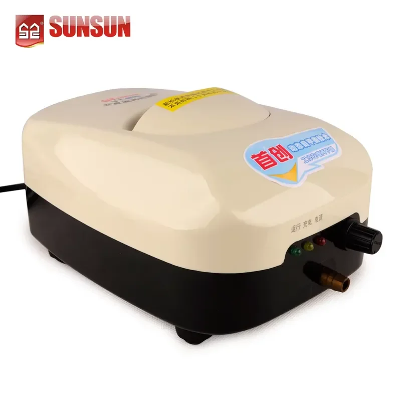 Фото Компрессор SUNSUN YT-818 AC/DC для аквариума, поршневой насос с питанием от батареи, двойного назначения, из ABS-пластика, микро-воздушный насос №3