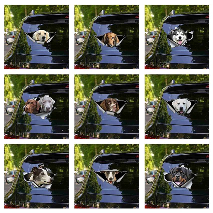 

Смешная собака голова на трещинах наклейки на окна украшения своими руками собака головка украшение для автомобиля Аксессуары для мотоцик...