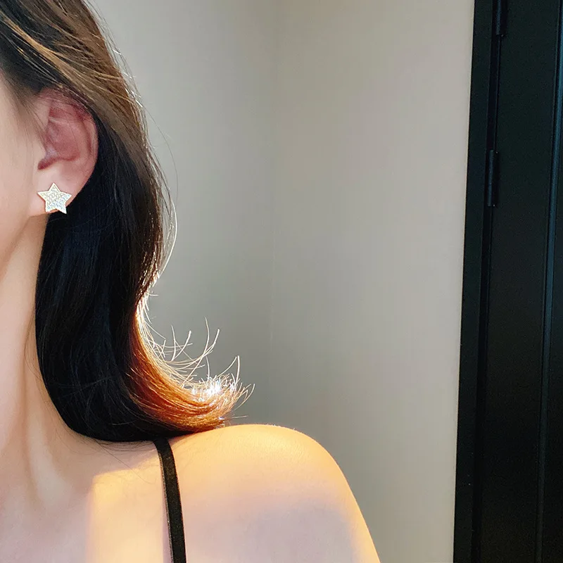 

2022 Trend New S925 Silvers Design Star Shape Stud Earrings for Women Exquisite Metal Earrings Jewellery Vintage Fashion