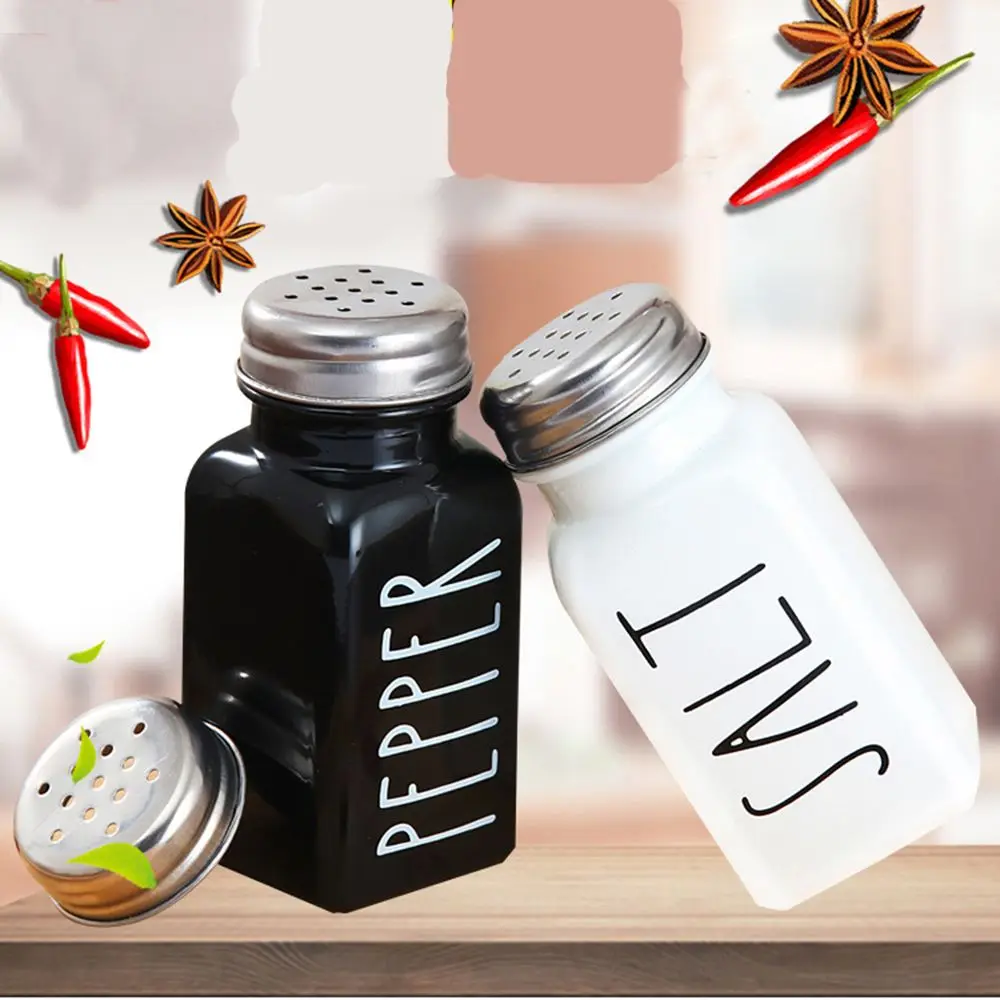 

Стеклянный шейкер для приправ, квадратный шейкер для барбекю, черный и белый костюм, коробка для приправ, разделительное устройство
