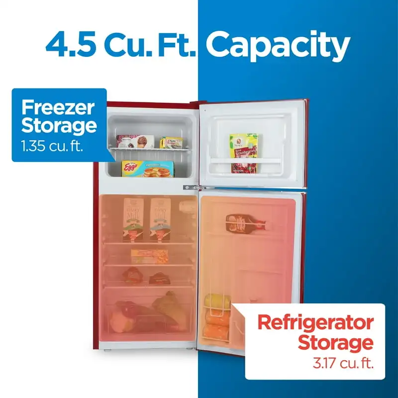 

Автономный мини-холодильник с морозильной камерой 4,5 кубических футов в стиле ретро