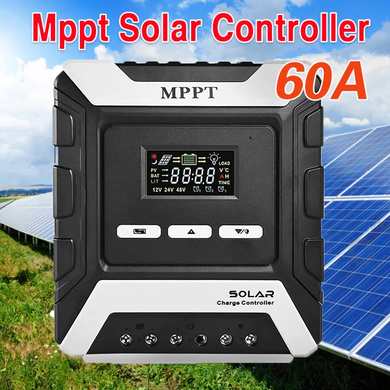 

Mppt Solar Charge Controller 12V24V 48V Automatic Color LCD Screen Display Discharge Protection 10A/20A/60A/80A Solar Controller
