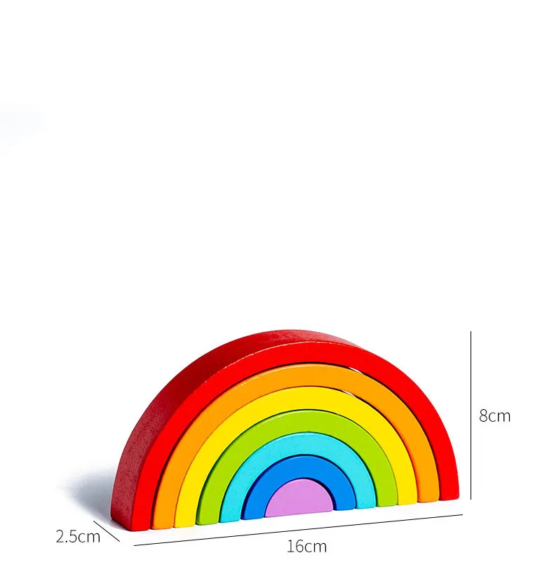 Монтессори деревянный Радужный блок укладки арочный мост баланс Игра цвет
