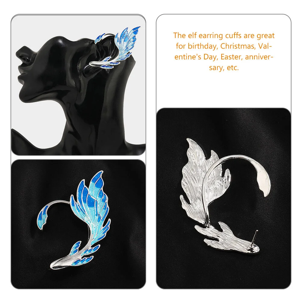 Женские эмалированные Серьги-манжеты Elf синие серьги-манжеты с золотыми рыбками