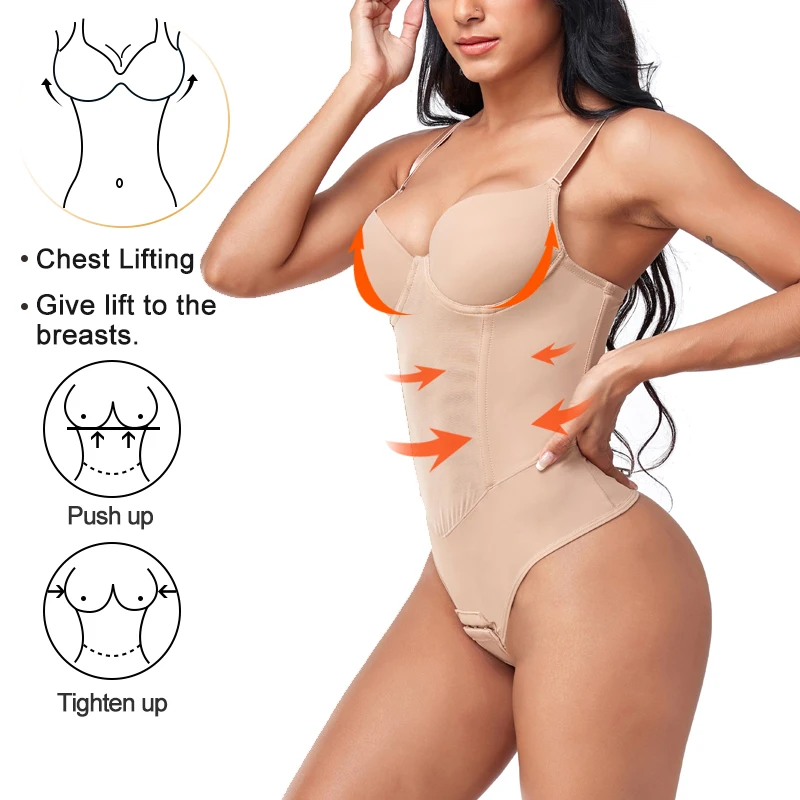 Women Full Body Shaper Thongs Bodysuit Shapewear Waist Trainer Steel Bones Tummy Control Underwear Flat Belly Underbust Corset