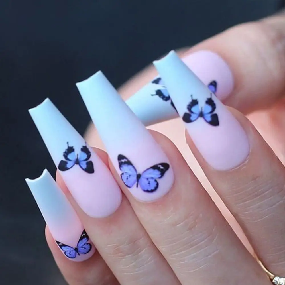 

Manicure DIY Full Cover Press on Nails Wearable Ballerina Fake Nails Long French