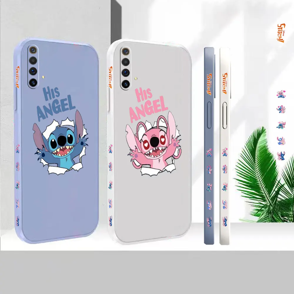 

Liquid Case For OPPO Reno 7Z 6 5F 5Z 4 4Z 2Z Ace 2 Find X6 X5 X3 X2 Realme X50 X7 Pro Lite Funny Cute Lilo & Stitch Angel Cover