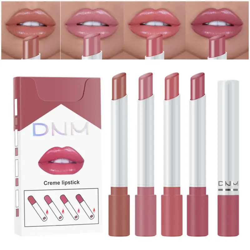 4 Colors/set Makeup Lipstick Matte Velvet Moisturizing Silky Lip Gloss Waterproof Long-lasting No Stick Lip Tint Cosmetics Tools