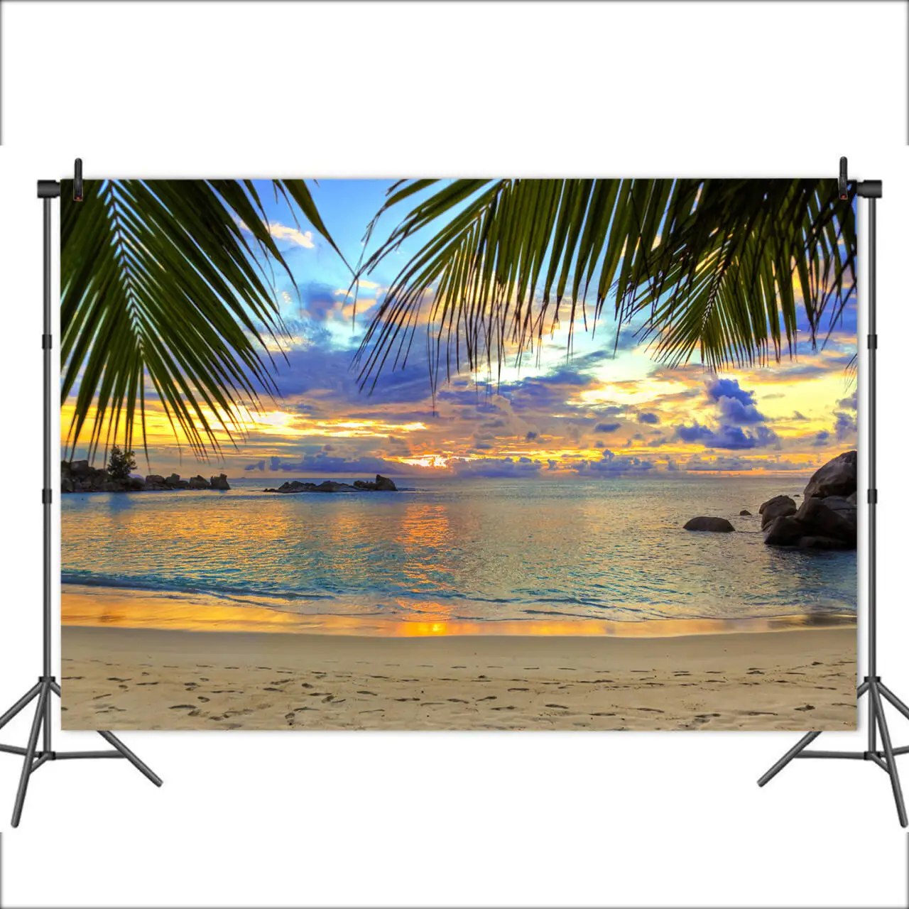 Тропический океан пляж фон летняя приморская пальма детский день рождения