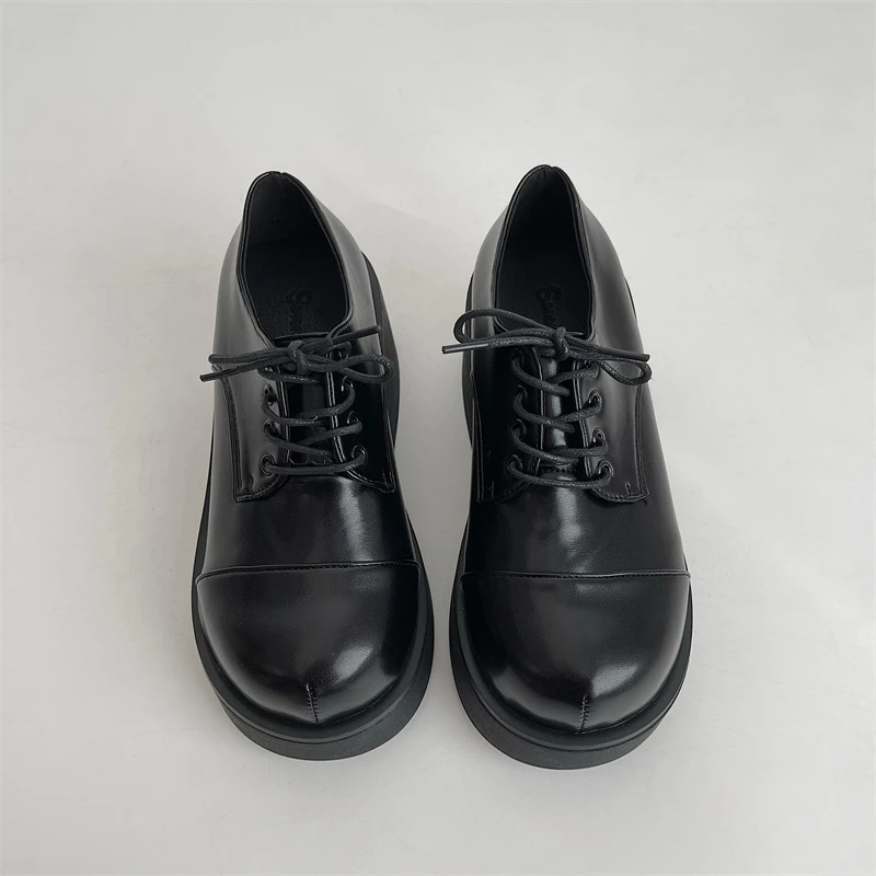 Женские туфли в японском стиле Харадзюку мягкие на платформе ретро танкетке с