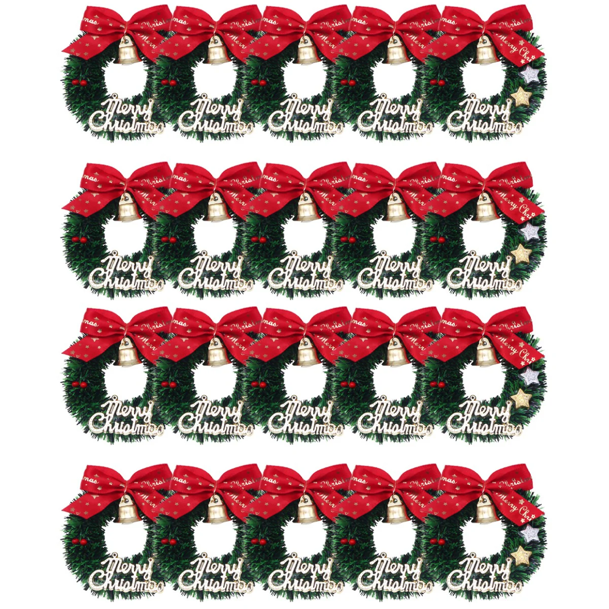 

20 шт. Рождественский венок с бантом, Рождественский мини-венок с подвесками, венки