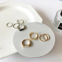renya 4pcs punk metal geometry circular rings set opening index finger accessories buckle joint tail ring for women jewelry gift