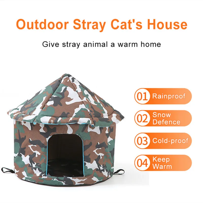 

Outdoor Waterproof Cats Dog Houses Foldable Warm Winter Tent Bed for Small Pet Animal Enclosed Teepee Cat Dog Accessories