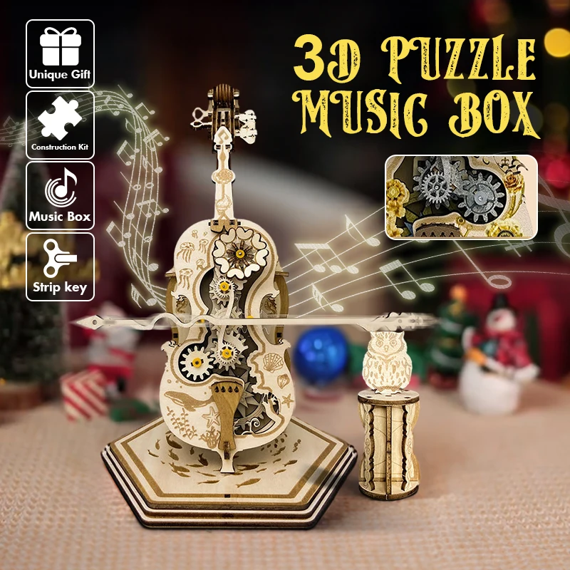 

DIY волшебная Виолончель деревянная головоломка 3D наборы механической музыкальной шкатулки передвижной стержень креативные игрушки модный подарок на день рождения для детей и взрослых