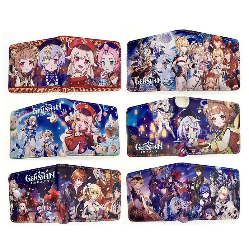 

Мультяшный бумажник Genshin Impact Lumine, Короткие Бумажники для молодых мужчин и женщин, модный кошелек из искусственной кожи, милый подарок для ко...