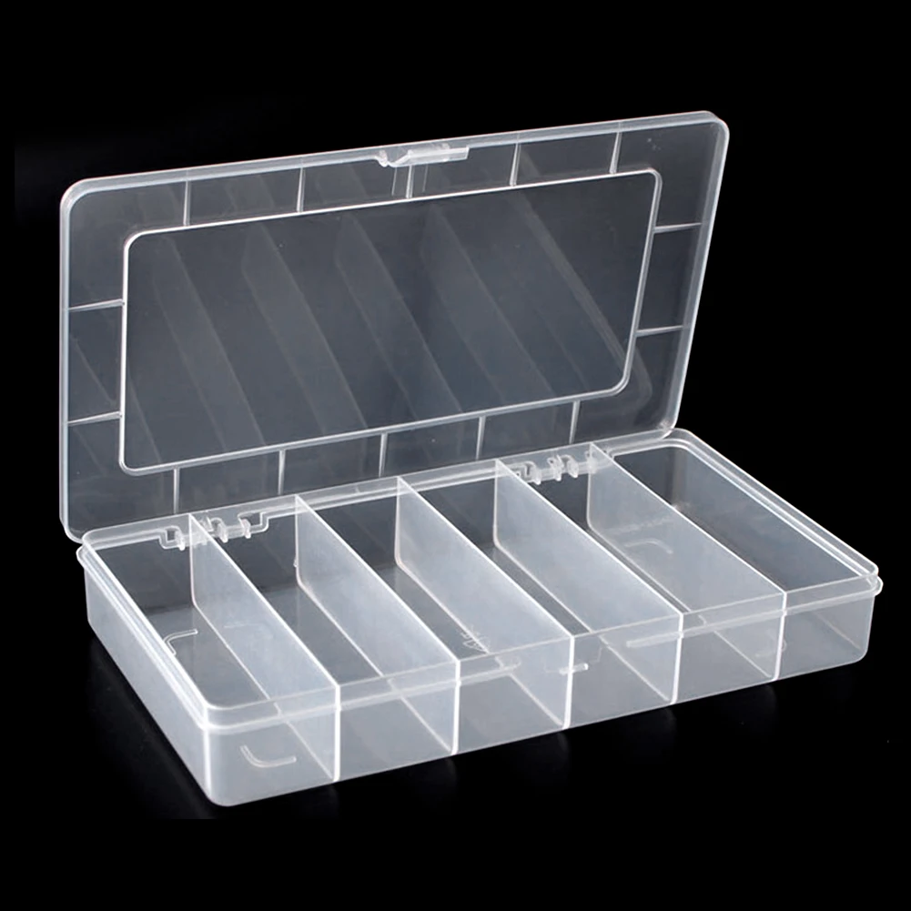

2pcs/set DIY Parts Storage Box Transparent Jewelry Clear Screws Nails Fishing Tackles Multipurpose 6 Grids Storage Box
