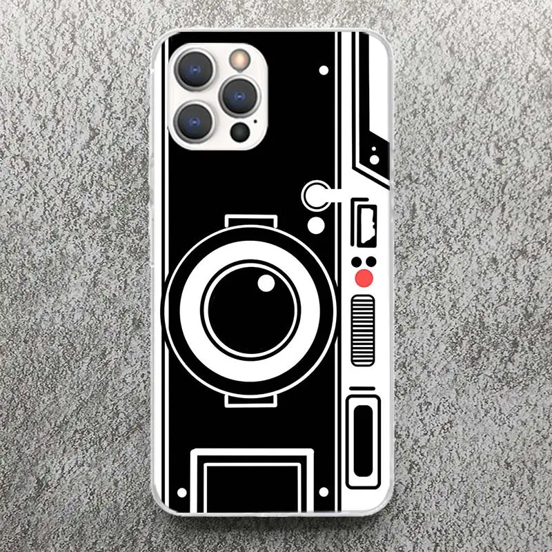 Модный классический мягкий чехол с принтом объектива камеры для iPhone 16 15 14 13 12 11 Pro