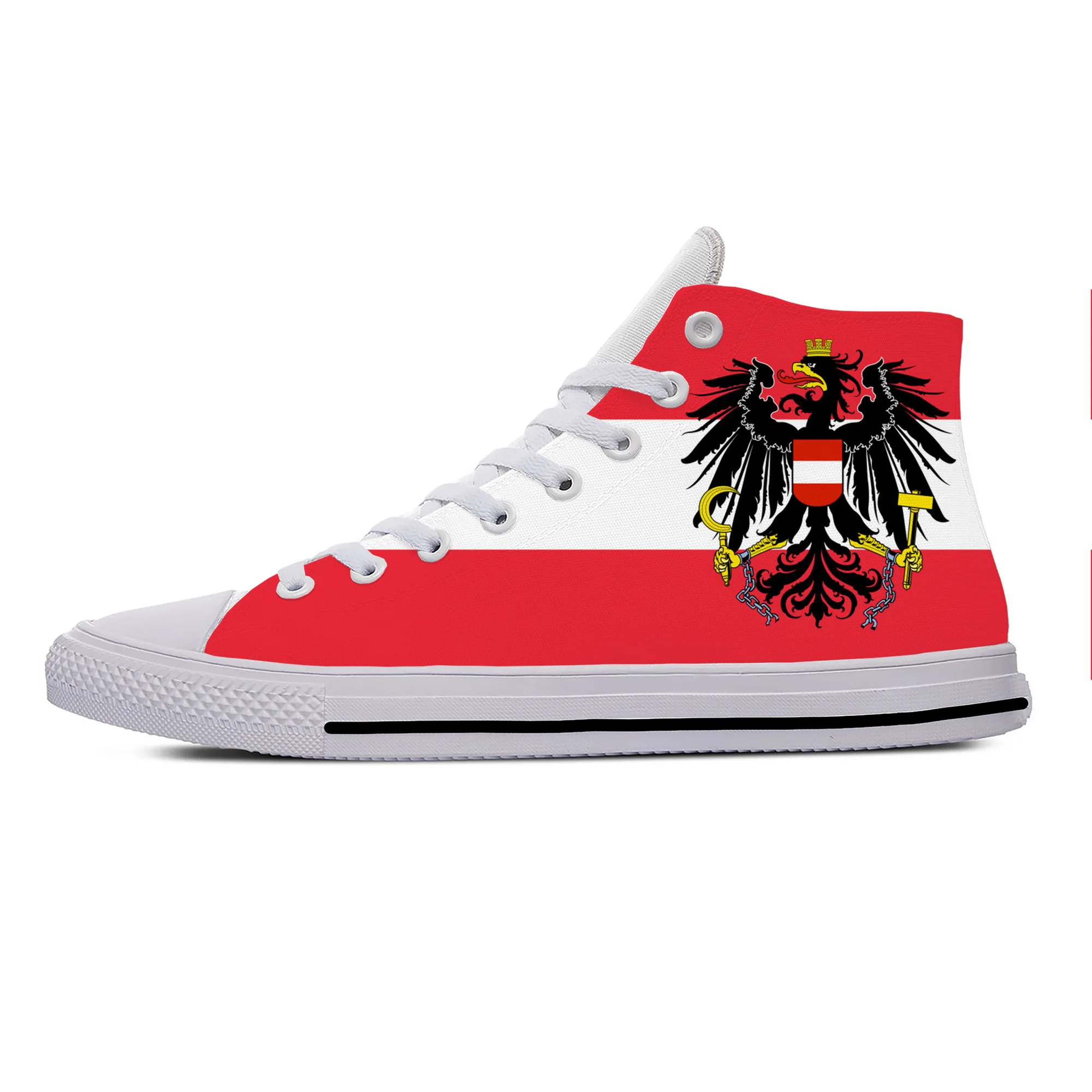 

Hot Austria Austrian Flag Patriotic Pride Fashion Casual Cloth Shoes High Top Lightweight Breathable 3D Print Men Women Sneakers