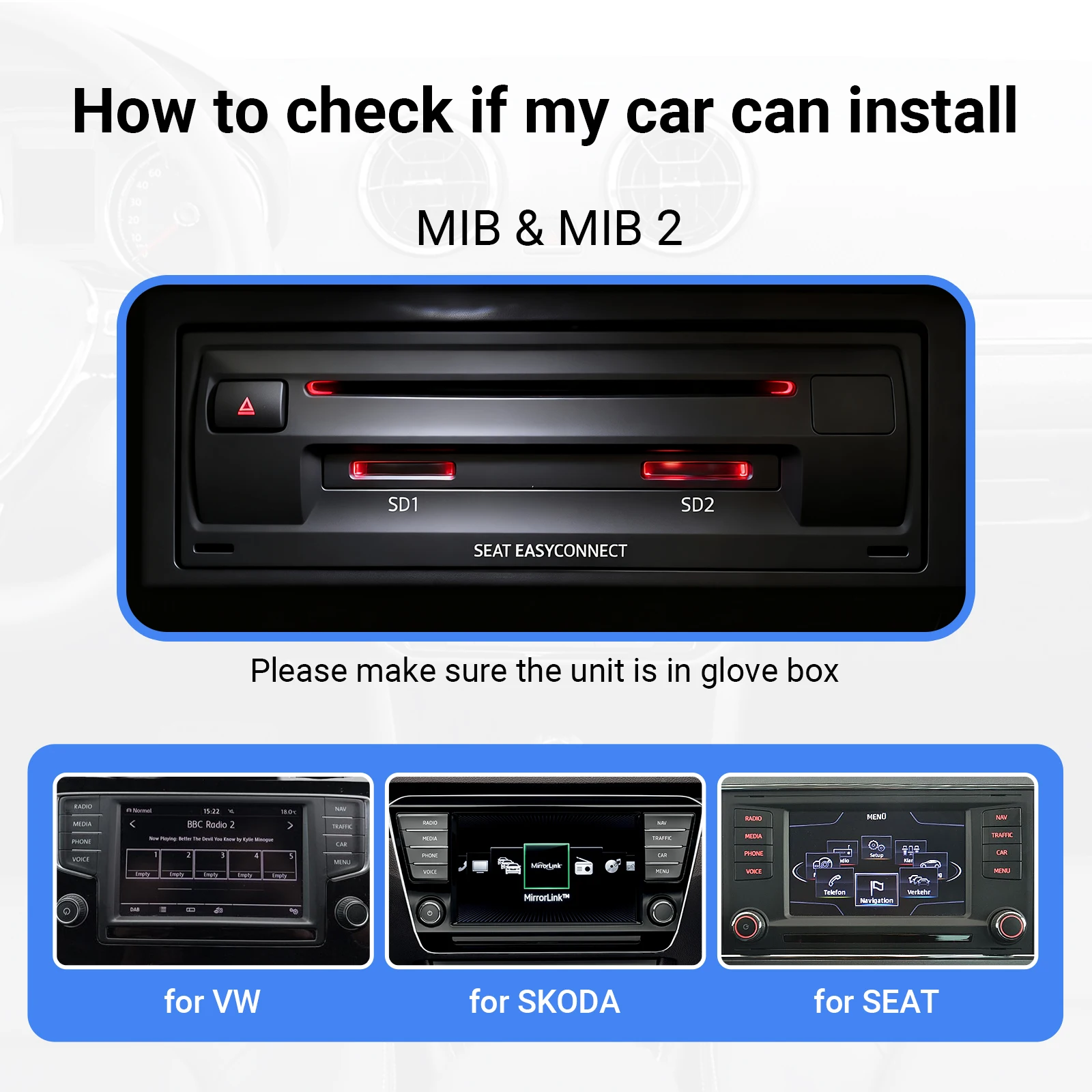Фото EzoneTronics OEM-экран, обновленный декодер, мультимедийный CarPlay Android auto для VW SOKDA SEAT MIB MIB2, платформа Golf 7 Tiguan №2