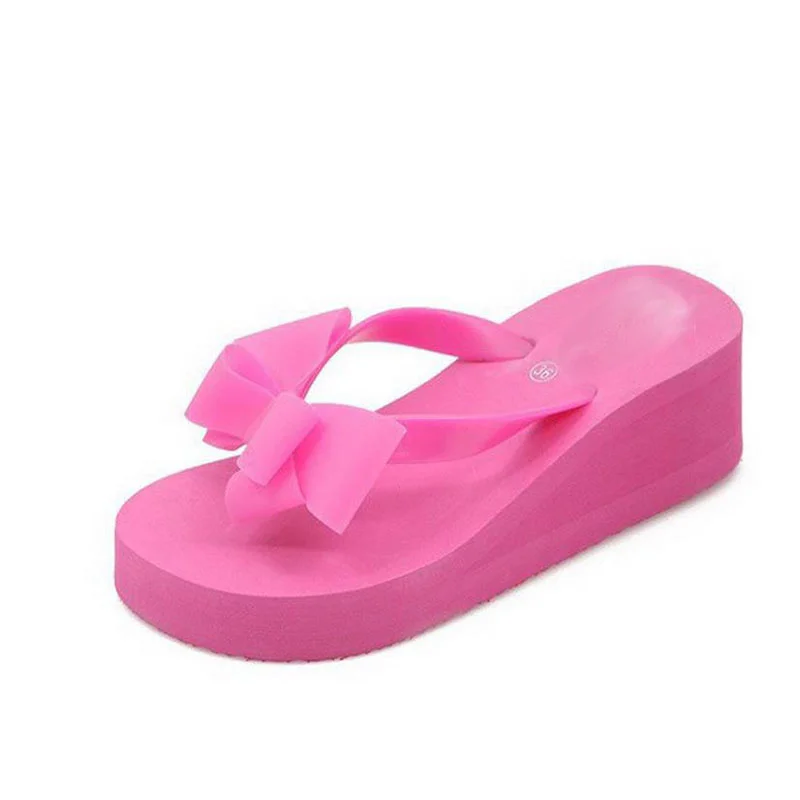 

Hot! New Fashion Summer Women Platform High Heel Flip Flops Beach Sandals Bowknot Slippers Women Shoes Size36-40 For Choice