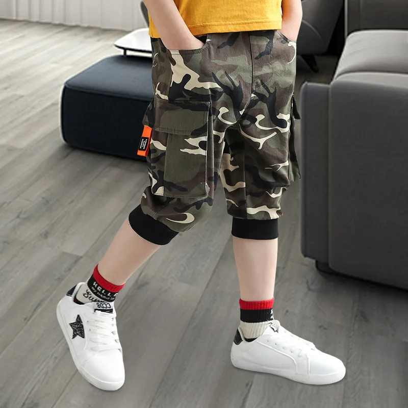 

Boys Camouflage Shorts Pants Children's Summer Casual Pants 2022 New middle-aged Kids Cropped Pants Children's Clothing