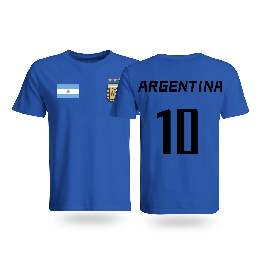 Argentina Soccer Jersey 2022 Cotton Harajuku Streetwear Top Championship Team Fan Clothes 3 Stars Argentina T-shirt for Men Wome