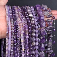 natural amethyst stone bead purple quartzs irregular shape loose spacer diy beads for jewelry making bracelet necklace handmade