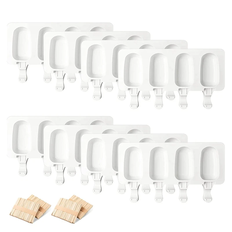 

8 силиконовых форм для мороженого, 4-полосная форма для мороженого, многоразовые овальные формы для торта, для самостоятельного приготовлен...