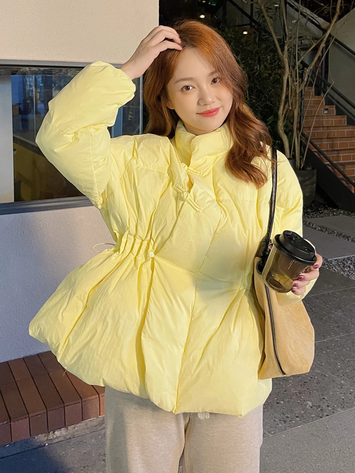 Фиолетовый пуховик в национальном стиле ретро женский зимний легкий утолщенный