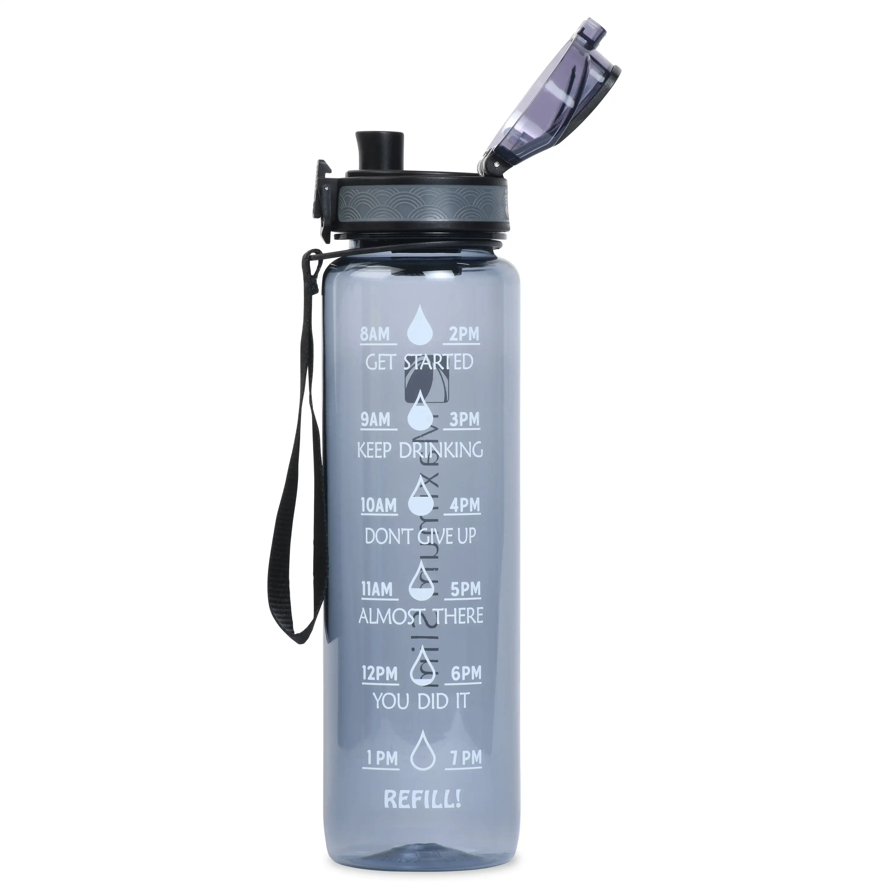 

32 fl oz/1000ml Motivational Water Bottle with Strainer (Gray)