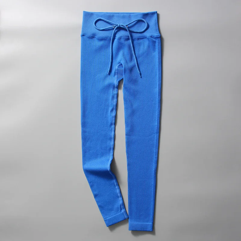 

Женские Бесшовные Леггинсы для йоги с высокой талией, Женская Спортивная одежда для тренировок, леггинсы для фитнеса и йоги с эластичным поясом, штаны для йоги со шнурком