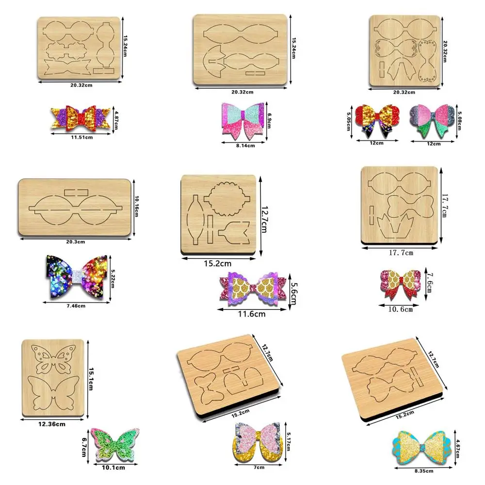 

Форма «сделай сам» для ножа с бантом, деревянные штампы для резки, зажимы для волос из нетканого материала и кожи, подходят для обычных машинок для резки больших снимков и Sizzix