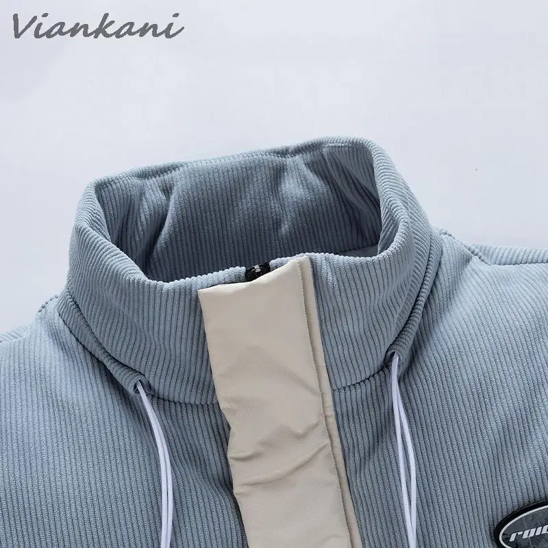 Japanese Thicken Jackets Men Warm Parkas Fashion Warm Coat Winter Streetwear Vintage Oversized Contrast Casual Jackets 2022 New