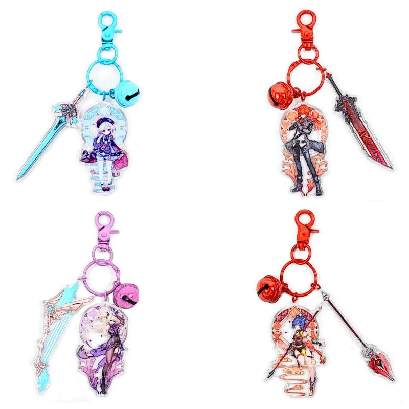 

Модная подвеска-брелок для ключей с изображением героев мультфильма «Genshin Impact уменьc Chongyun Keqing Zhongli Xiao»