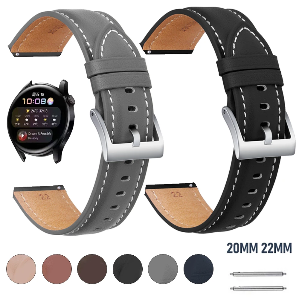 

Strap for HUAWEI WATCH 3 GT 2 Pro GT3 42mm 46mm Luxury Leather Band for HONOR Magic GS Wristbands Accessories 20/22mm Bracelet